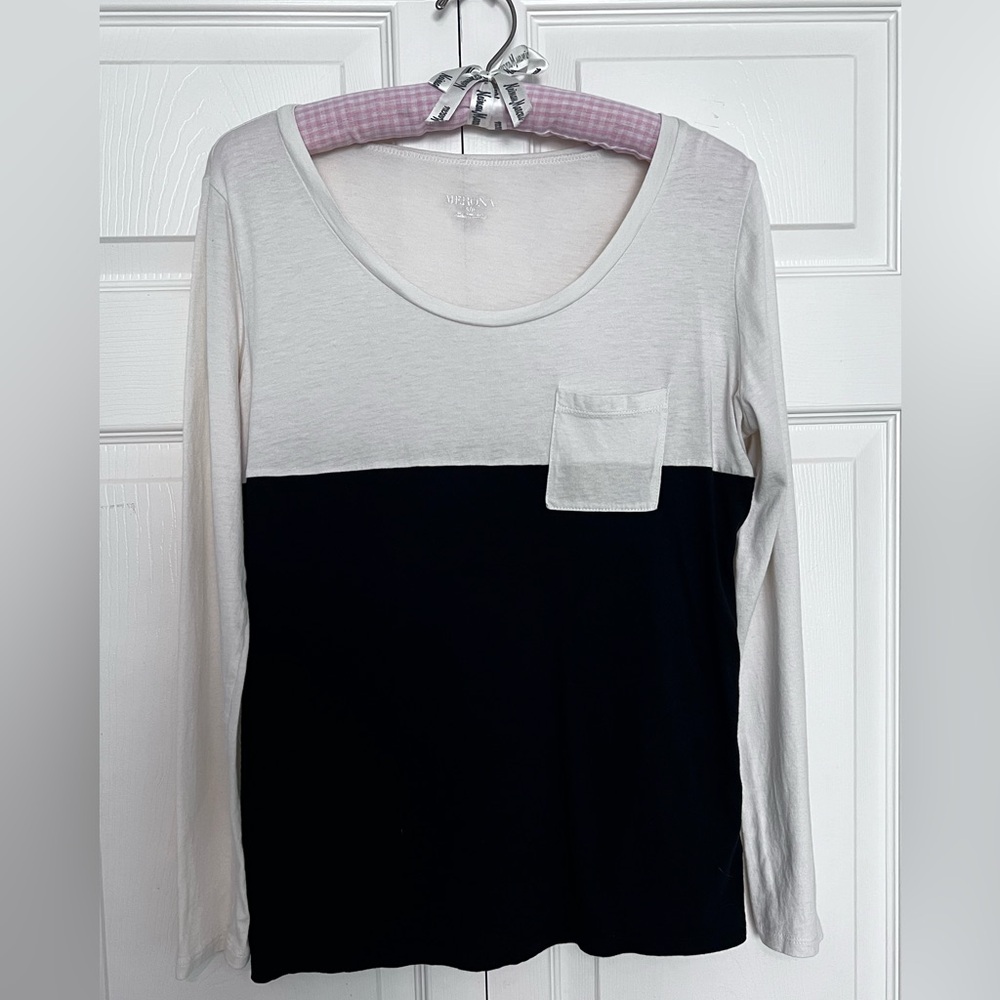Merona Color Block Long Sleeve Knit Top-Size S